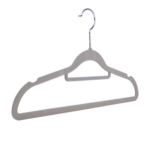 42cm Slimline Velvet/Flocked Coat Hanger - Grey - 100