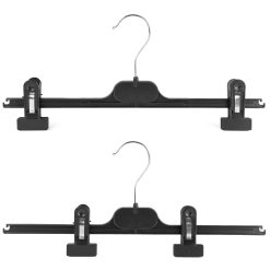 Alternative view of Trouser & Skirt Hanger with Clips, Black Plastic Clips Hanger, 36cm