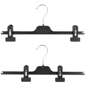 Alternative view of Trouser & Skirt Hanger with Clips, Black Plastic Clips Hanger, 36cm