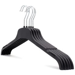 Alternative view of Black Strong Plastic Hanger with Notches, 43cm (RCT43)