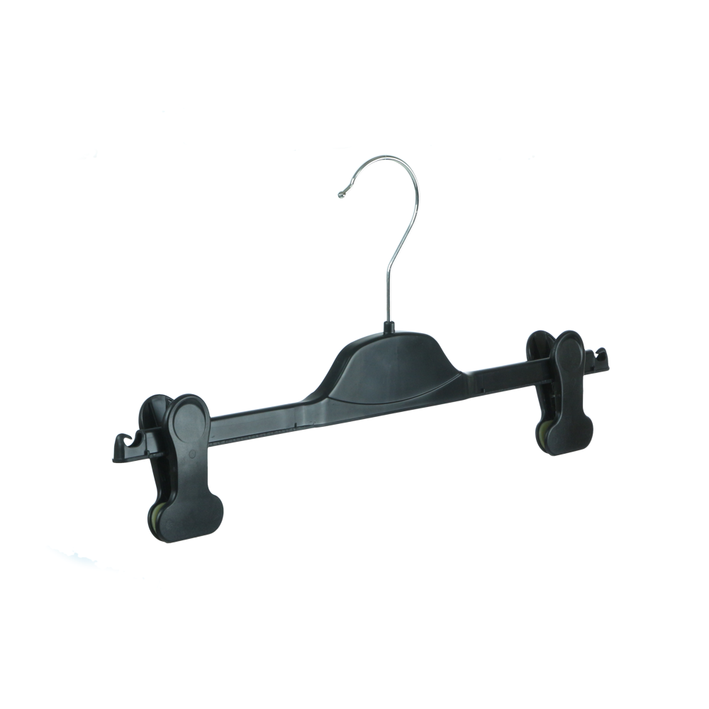 The Hanger Store 10 Black Clip Hangers for Skirts and Trousers Strong U-Section Plastic 