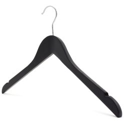 Alternative view of Black Wooden Coat Hanger with Notches, 44cm