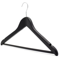 Alternative view of Black Wooden Hanger for Suits, Jackets, Trousers & Skirts, 44cm