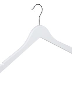 White Wooden Coat Hanger with Notches, 40cm