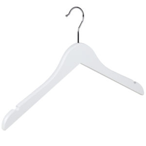 White Wooden Coat Hanger with Notches, 40cm