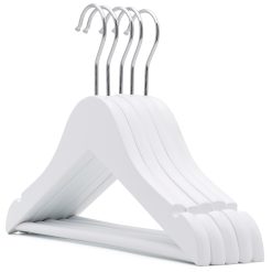 5 x White Wooden Children's Hangers 30cm