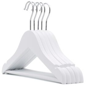 5 x White Wooden Children's Hangers 30cm