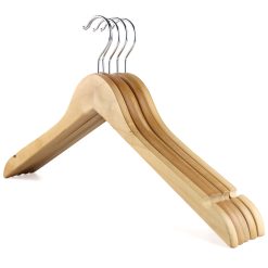 Alternative view of Wooden Coat Hanger with Notches, 44cm, Natural Wood