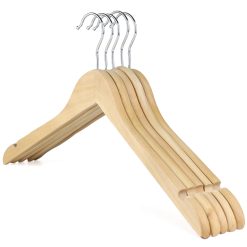 Slim Wooden Tops Hanger with Notches x 5