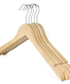 Slim Wooden Tops Hanger with Notches x 5