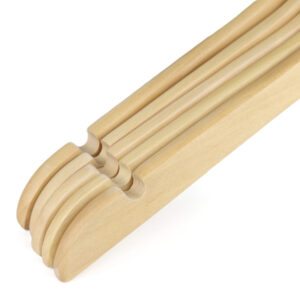 5 x wooden slim tops hangers - notches close up