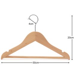 Wooden Children's Hanger, 30cm, Natural Wood, Flat View