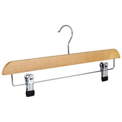Large Wooden Clip Hanger for Trousers and Skirts, 39cm, Natural Wood