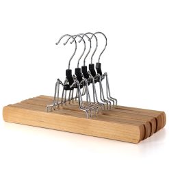 5 x Wooden Trouser & Skirt Clamp Hangers
