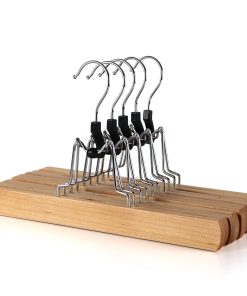 5 x Wooden Trouser & Skirt Clamp Hangers