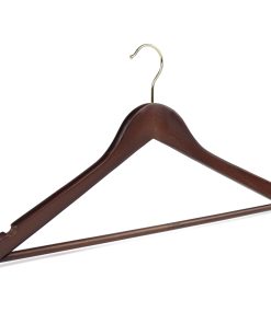 Dark wooden hanger for suits