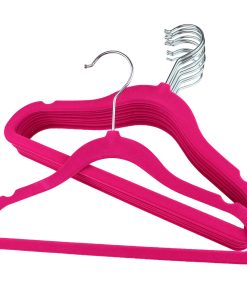 Children's Pink Velvet Hanger, 30cm, Slimline & Space Saving