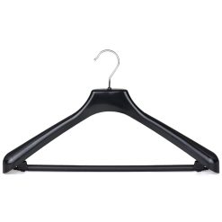 Black plastic suit hanger with bar and hooks SA42 404-114