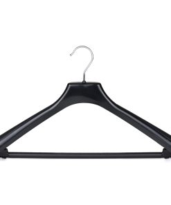 Black plastic suit hanger with bar and hooks SA42 404-114