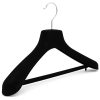 Angled picture of black velvet suit/dress hanger