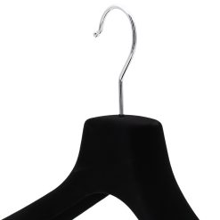 Black velvet suit/dress hanger close up picture of top of hanger and hook