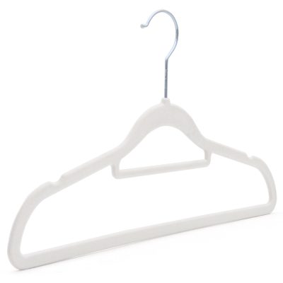 42cm slimline velvet flocked coat hanger white