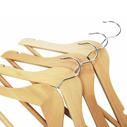 10 Children’s Wooden Flat Coat Hangers Notched With Trouser Bar Child Size 