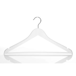 White Wooden Hanger for Suits, Jackets, Trousers & Skirts, 44cm