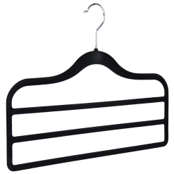 flocked velvet non slip trouser hanger 3 bar black 403-300