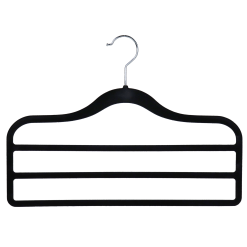 flocked velvet non slip trouser hanger 3 bar black 403-300