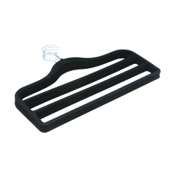 flocked velvet non slip trouser hanger 3 bar black 403-300