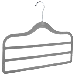 flocked velvet trouser hanger 3 bar grey 403-306