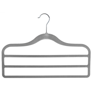 flocked velvet trouser hanger 3 bar grey 403-306