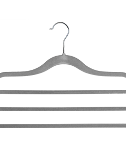 flocked velvet trouser hanger 3 bar grey 403-306