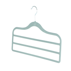 flocked velvet trouser hanger 3 bar grey 403-306