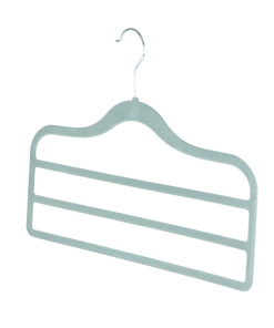 flocked velvet trouser hanger 3 bar grey 403-306