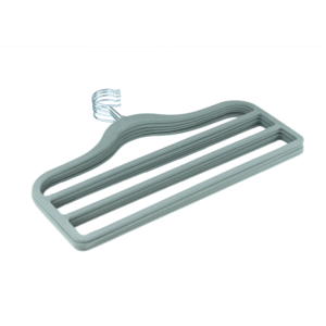 flocked velvet trouser hanger 3 bar grey 403-306