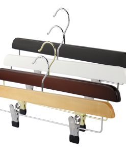 Black, white, dark & natural wood 35cm Trouser & Skirt Clip Hangers