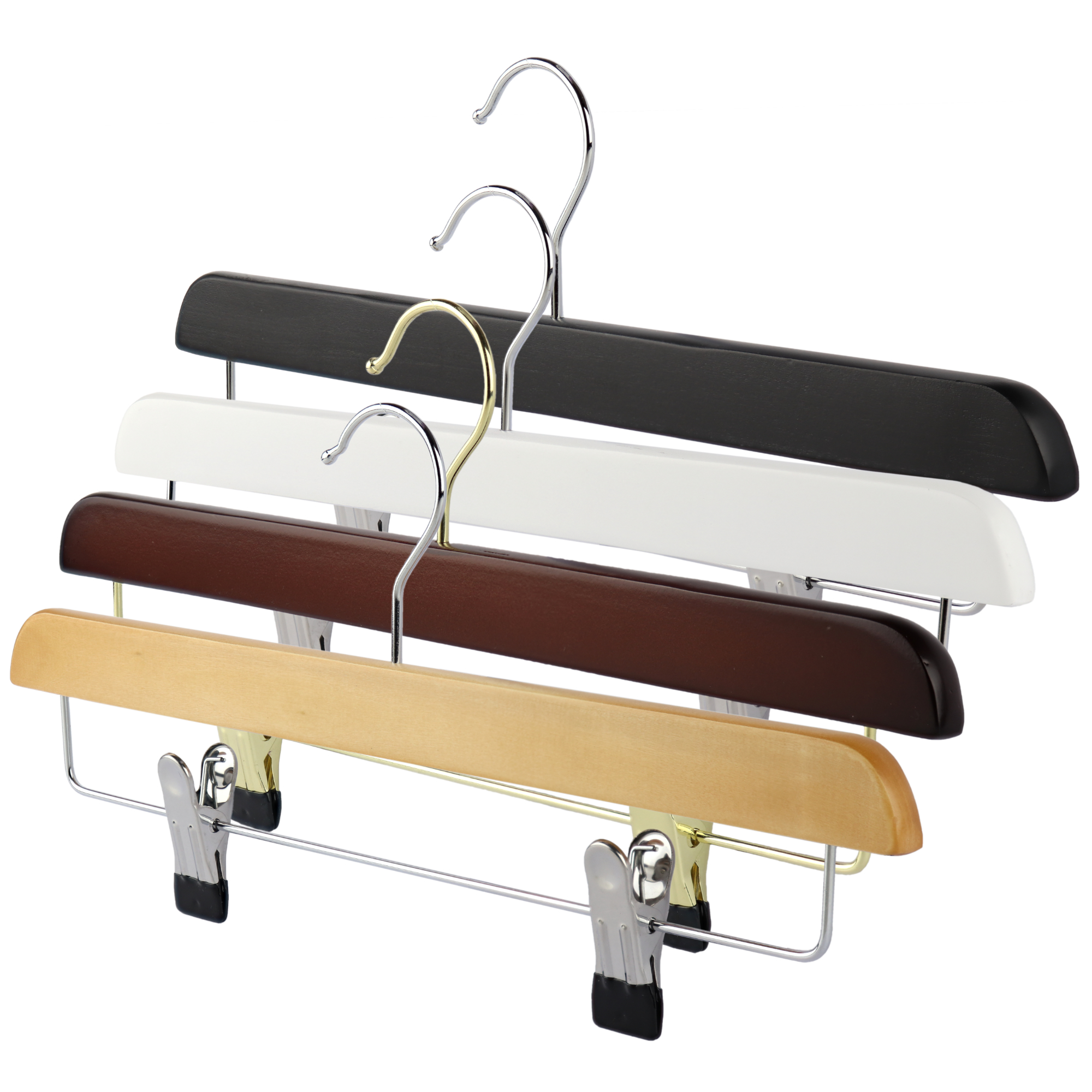 Wooden Trouser Hangers with Silver Clips Black  Clothes hangers