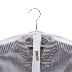 Suit Cover Clear Plastic, 40 x 23 inches, zip close up in use