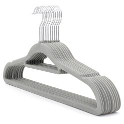Grey Velvet Coat Hanger, Slimline & Space-Saving, 42cm