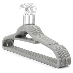 Grey Velvet Coat Hanger, Slimline & Space-Saving, 42cm