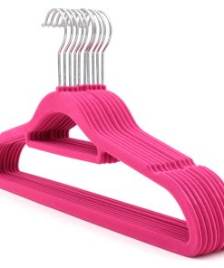 Pink Velvet Coat Hanger, Slimline & Space-Saving, 42cm