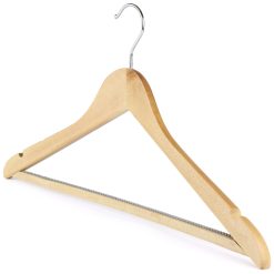 Alternative view of Non-Slip Wooden Suit Hanger, Trouser Hanger Bar & Notches, 44cm, Natural Wood