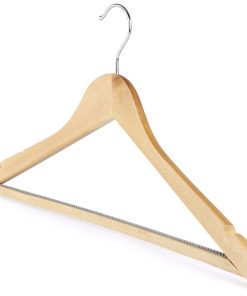 Alternative view of Non-Slip Wooden Suit Hanger, Trouser Hanger Bar & Notches, 44cm, Natural Wood