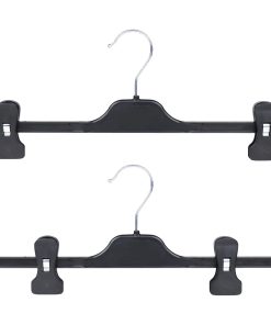 Alternative view of Strong Plastic Trouser Hanger & Skirt Hanger, Black with Clips, 35cm