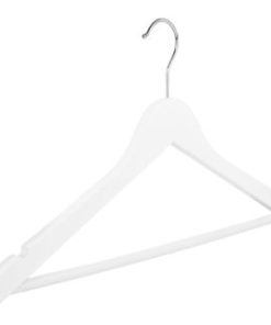 White Wooden Hanger with Non-Slip Bar