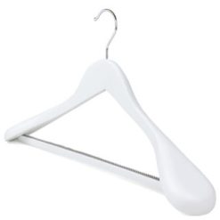 Alternative view of White Wooden Broad-Ended Hanger, Suit Hanger with Non-Slip Trouser Bar