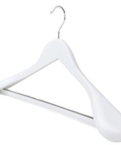 Alternative view of White Wooden Broad-Ended Hanger, Suit Hanger with Non-Slip Trouser Bar