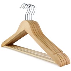 Alternative view of Wood Non-Slip Suit Hanger, Non-Slip Bar and Notches , 44cm, Natural